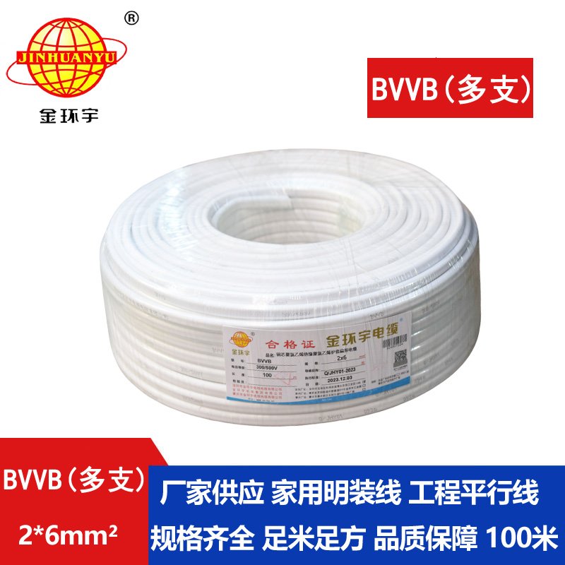 金環(huán)宇 家裝電線 bvvb電纜 BVVB 2*6平方 軟護套平行