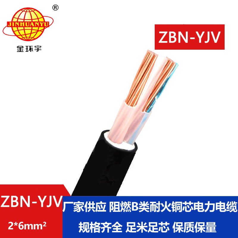 金環(huán)宇電線(xiàn)電纜 yjv電纜規(guī)格 ZBN-YJV 2X6平方 阻燃耐